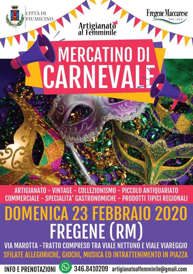 FREGENE (RM): Mercatino di Carnevale 2020