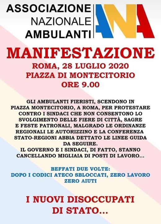 ROMA: Manifestazione degli ambulanti in Piazza di Montecitorio