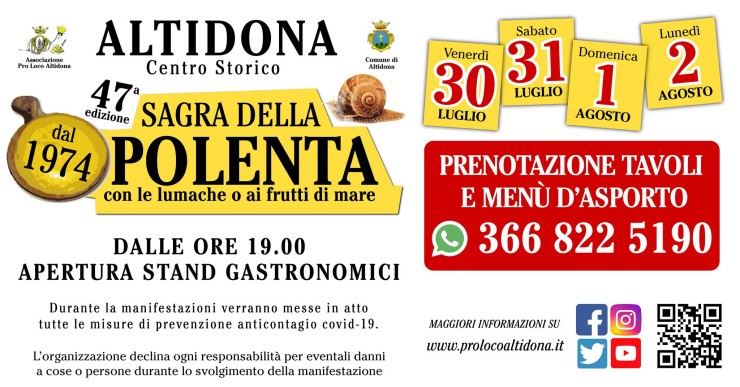 ALTIDONA (FM): Sagra della Polenta 2021