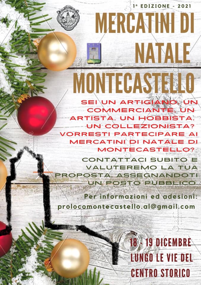 MONTECASTELLO (AL): Mercatini di Natale 2021